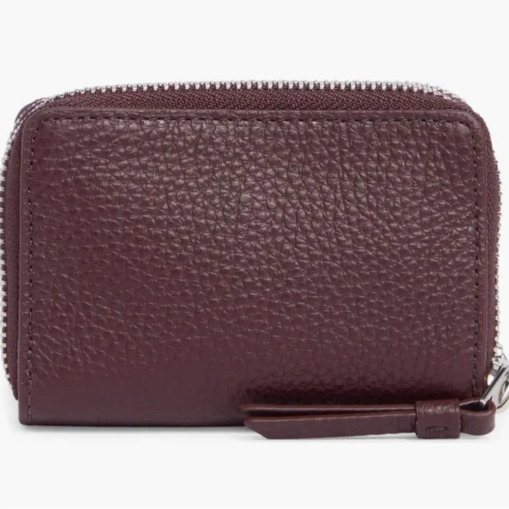 All Saints Fetch Card Burnt Red Double Zip Leather Wallet NWT 🤎